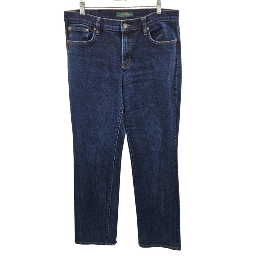 LRL Ralph Lauren Women Size 12 Dark‎ Wash Straight Leg Jeans Cotton Blend